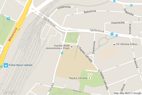 Fak. inform. a statistiky VŠE Praha na mapě